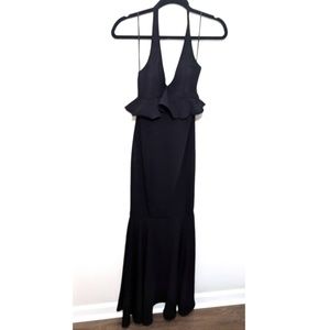 Likely | Black Halter Ruffle Dress & Fishtail Gown